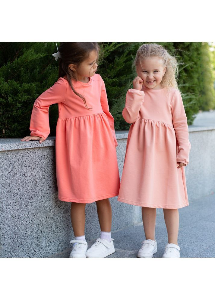 Пудровое платье с длинным рукавом для девочек трикотаж Trendy Tot (371262542)
