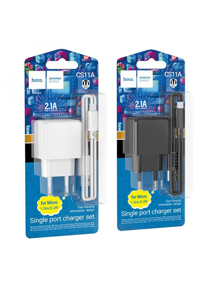 Сетевое Зарядное Устройство CS11A 1USB 2.1A+USB to Micro Hoco (372466378)