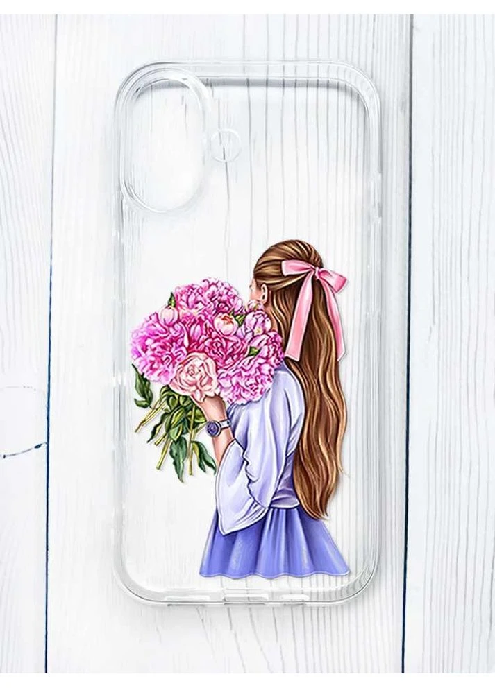 Чехол на iPhone 16 Девушка с пионами (принт 11) Creative (355397169)