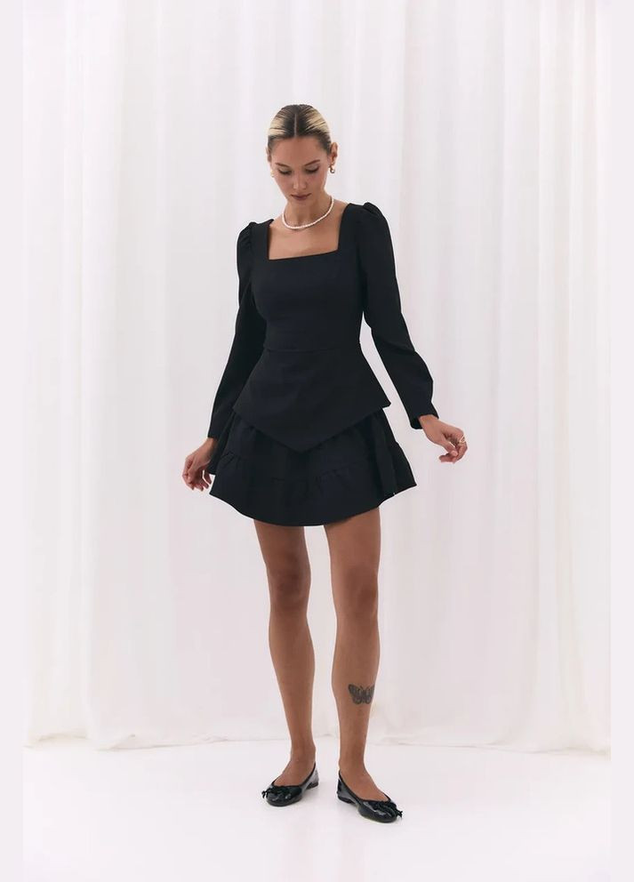 Чорна спідниця на фігурній кокетці MKAZ6723-1 Modna KAZKA (336931887)