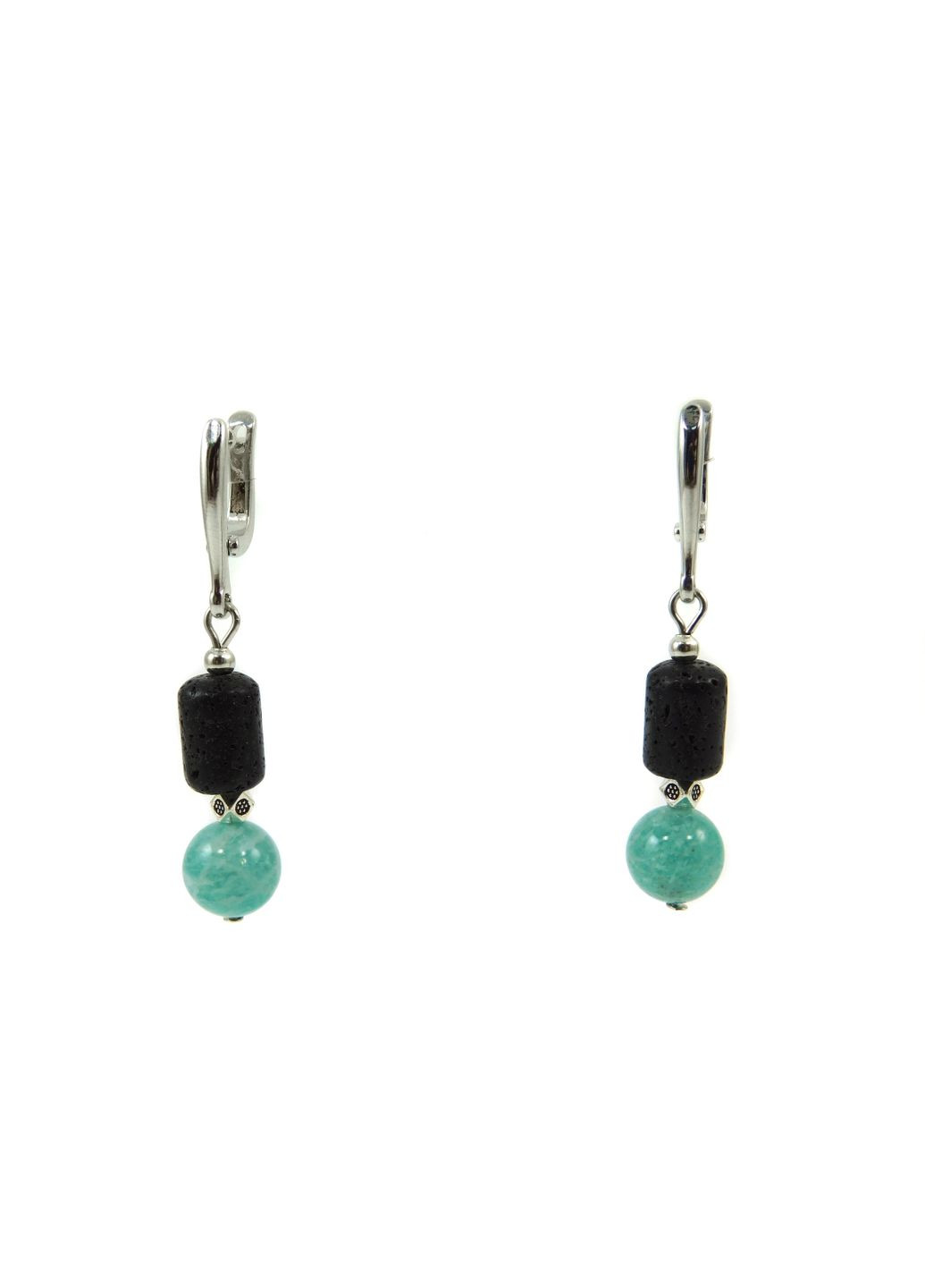 Эксклюзивные серьги "Побережье моря" Лава бочка, Амазонит Fursa fashion (315590835)