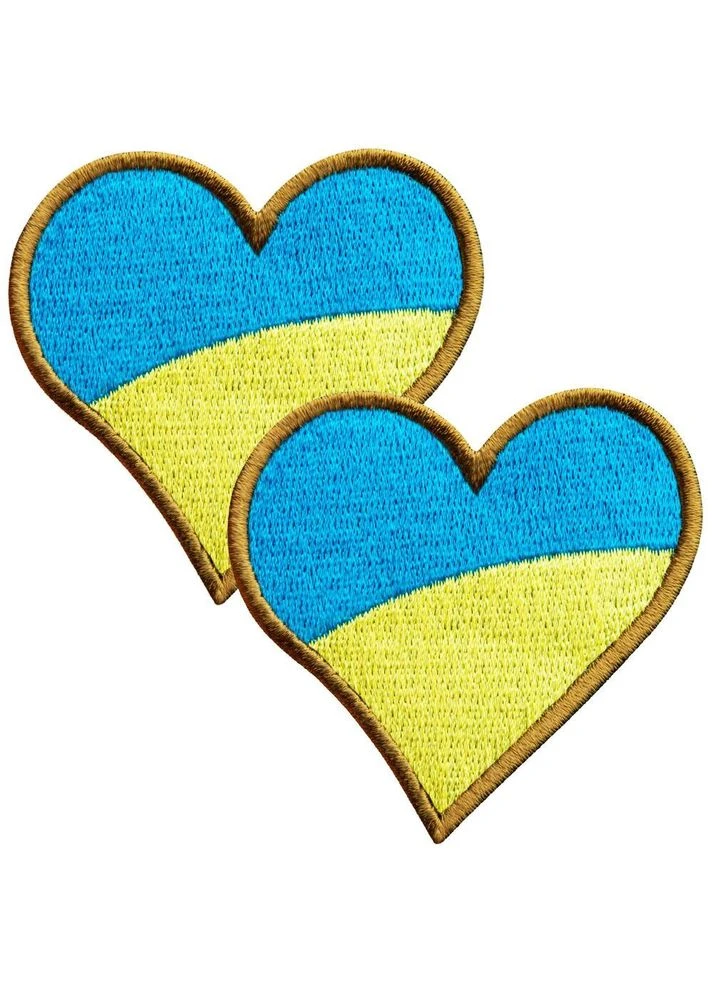Шеврон 2 шт нашивка на липучці Прапор України Серце, вишитий патч 6х6,5 см IDEIA (394555797)