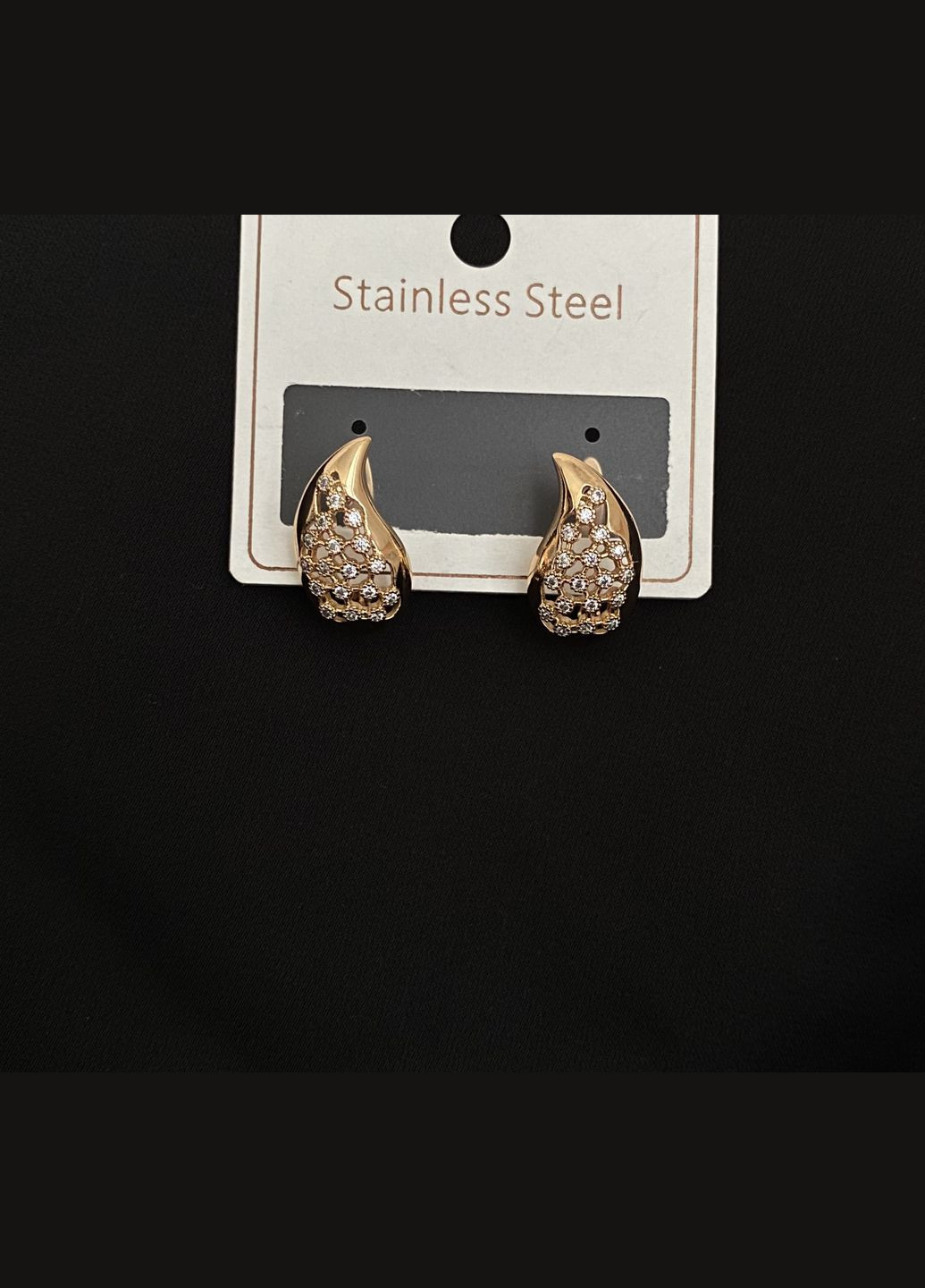 Сережки "Кристальні сльози" англійський замок золотого кольору 32210 Fashion (335015230)