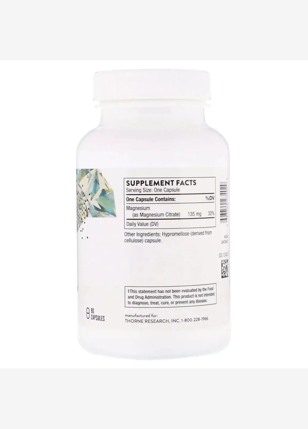 Цитрат Магнію, Magnesium Citrate,, 90 капсул Thorne Research (292007818)