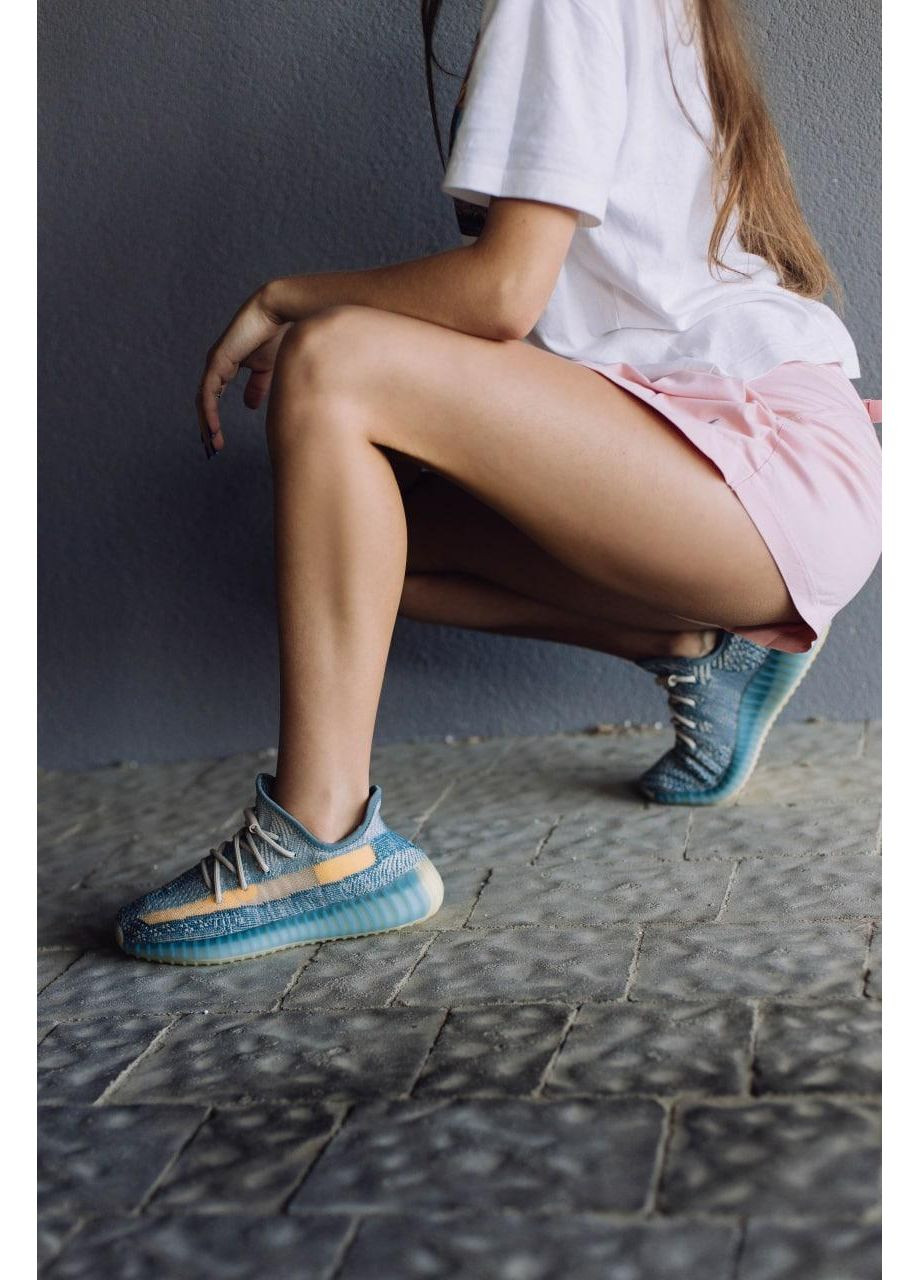 Блакитні Осінні кросівки чоловічі adidas yeezy boost 350 v2 israfil blue адідас ізі буст No Brand