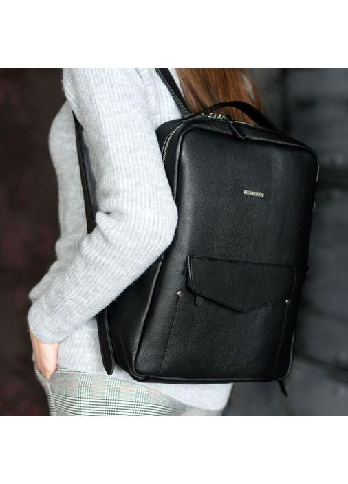 Шкіряний жіночий міський рюкзак на блискавці Cooper чорний BlankNote (348359235)