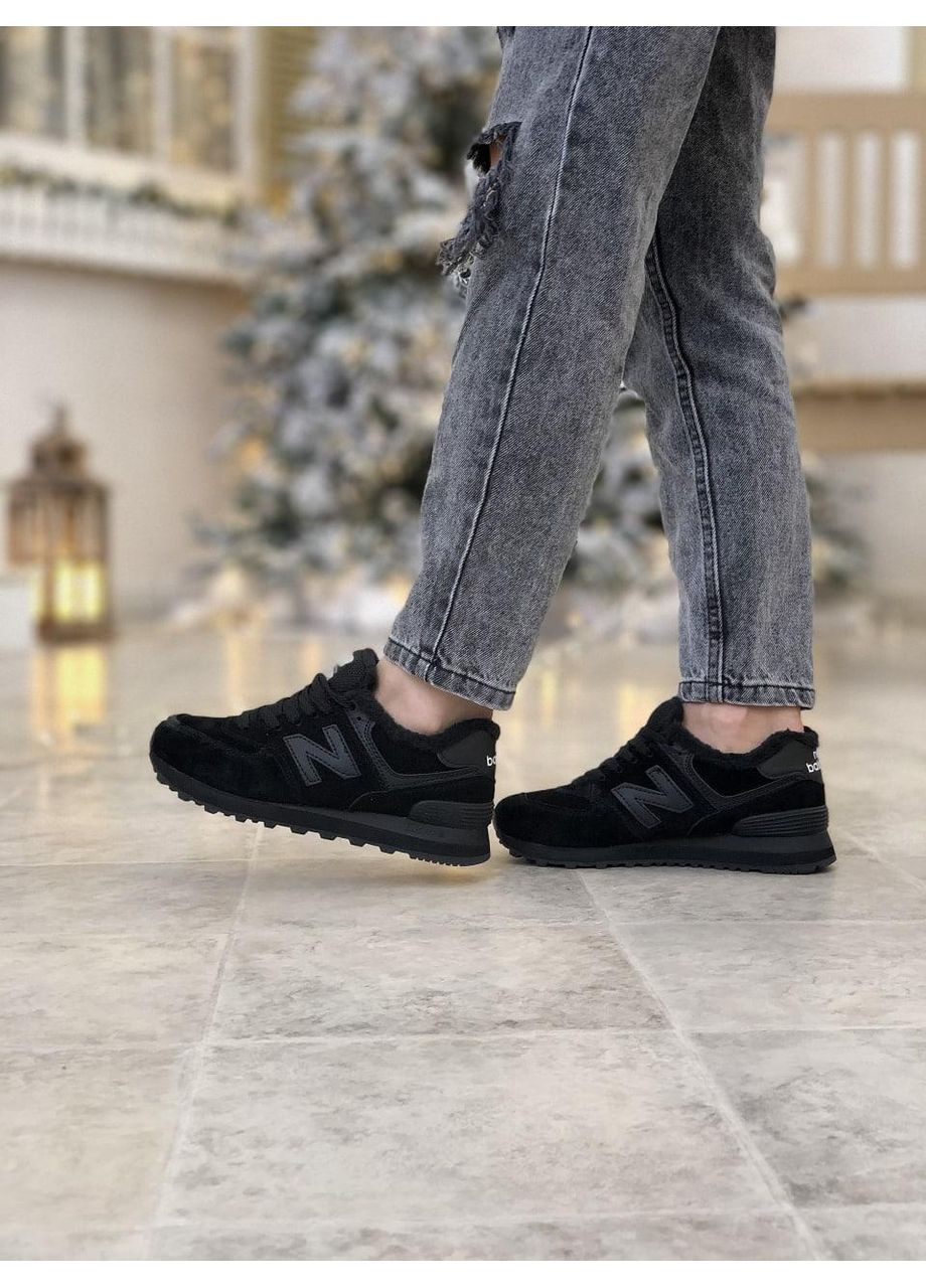 Чорні Зимовий кросівки чоловічі new balance 574 black 1 нью беланс 574 No Brand
