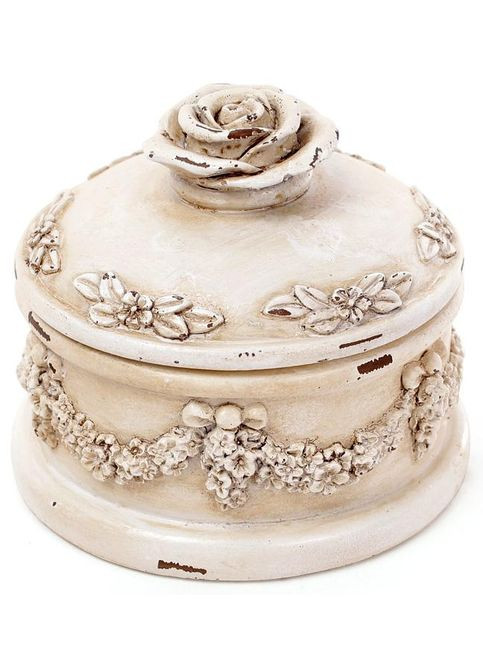 Шкатулка для украшений "Saaling" Роза 10х10х8см, белый антик Bona (372172156)