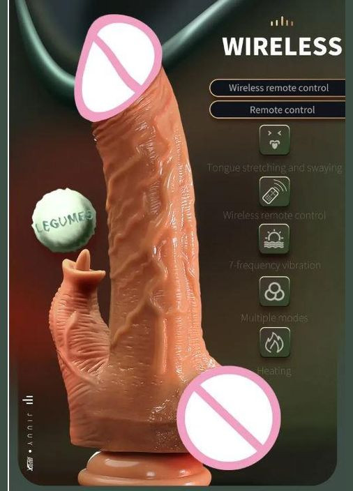 Реалістичний фалоімітатор 19см NightOfPassion2 (вібрація; обертання; нагрівання; рух; пульт управління) No Brand (339864625)