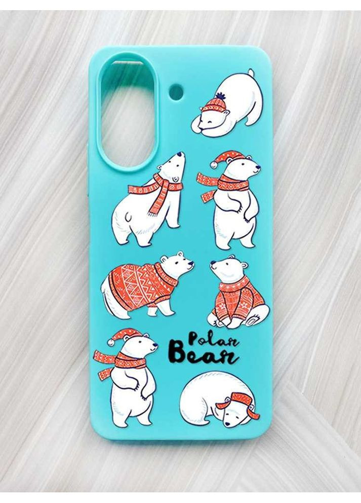Матовий бірюзовий чохол на Xiaomi Redmi 13C / Poco C65 Ведмедики (принт 145) Creative (355388112)