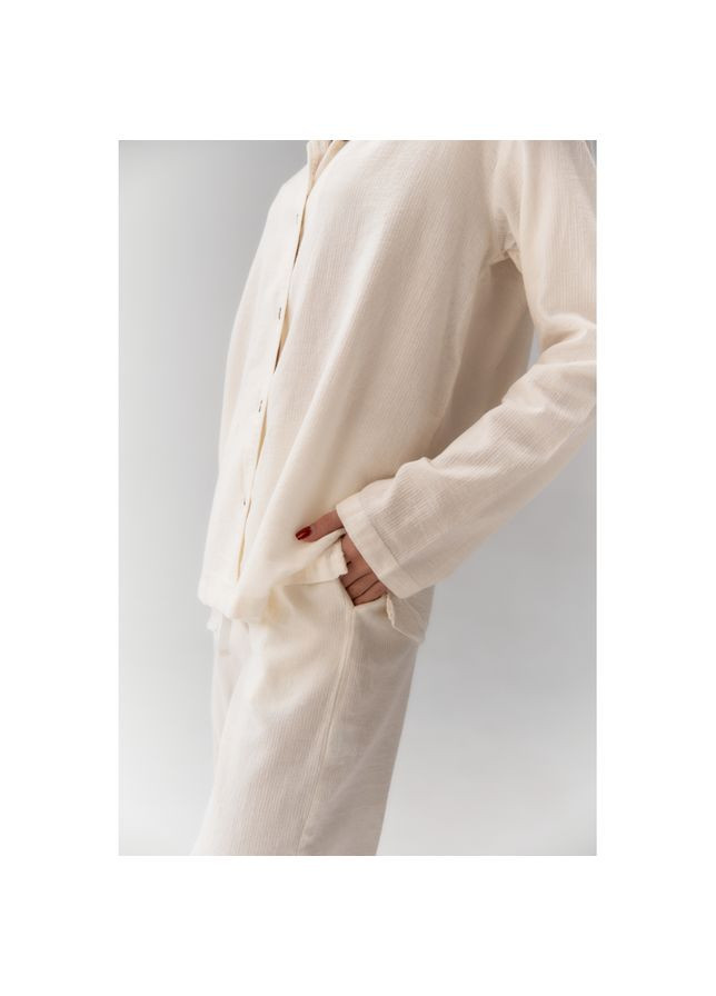 Молочна всесезон жіноча піжама home - porta молочний m рубашка + брюки Lotus