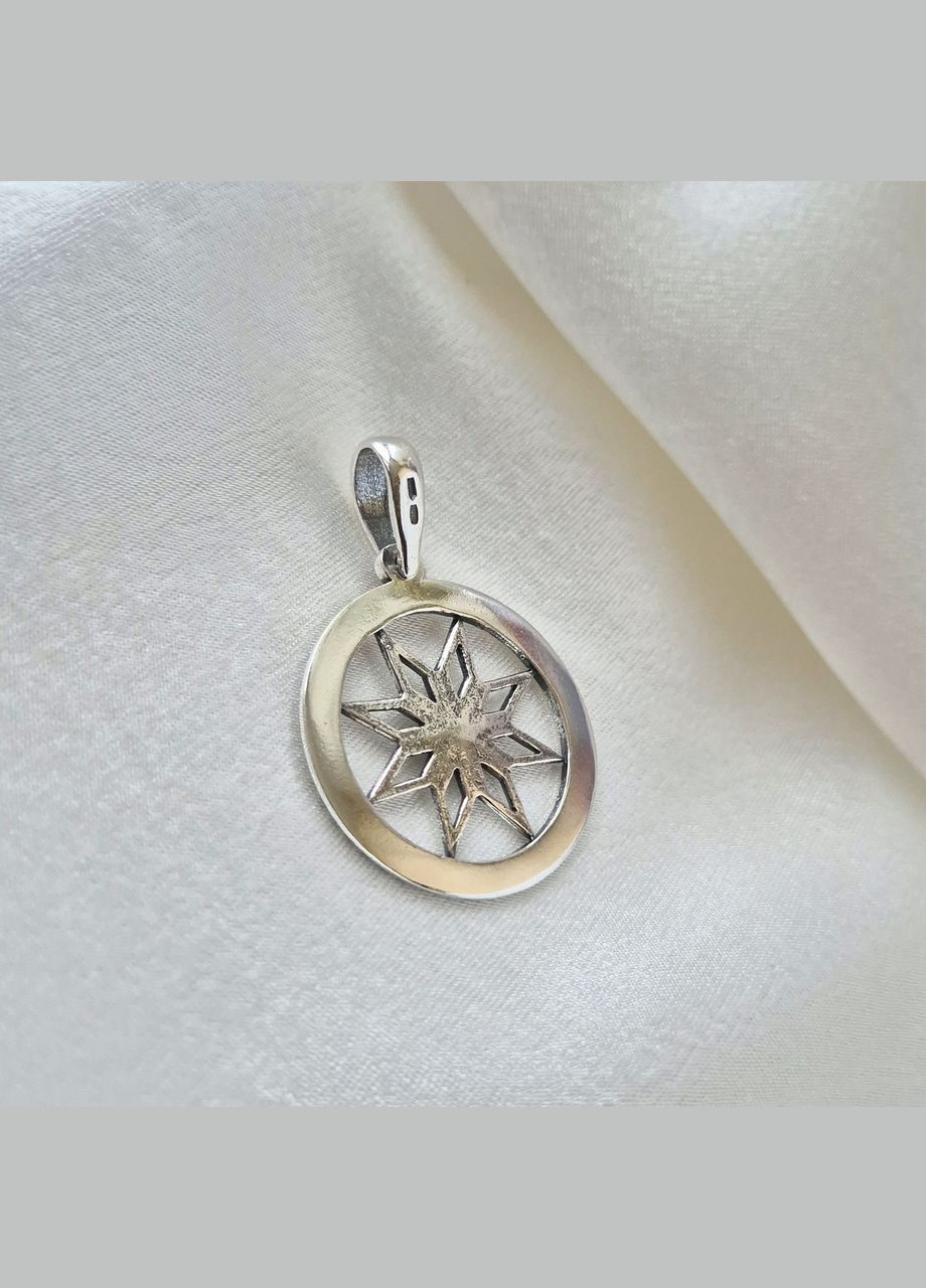 Срібна підвіска оберіг амулет Алатир чорнене срібло 925 проби 89040ч 4.80г No Brand (306741502)