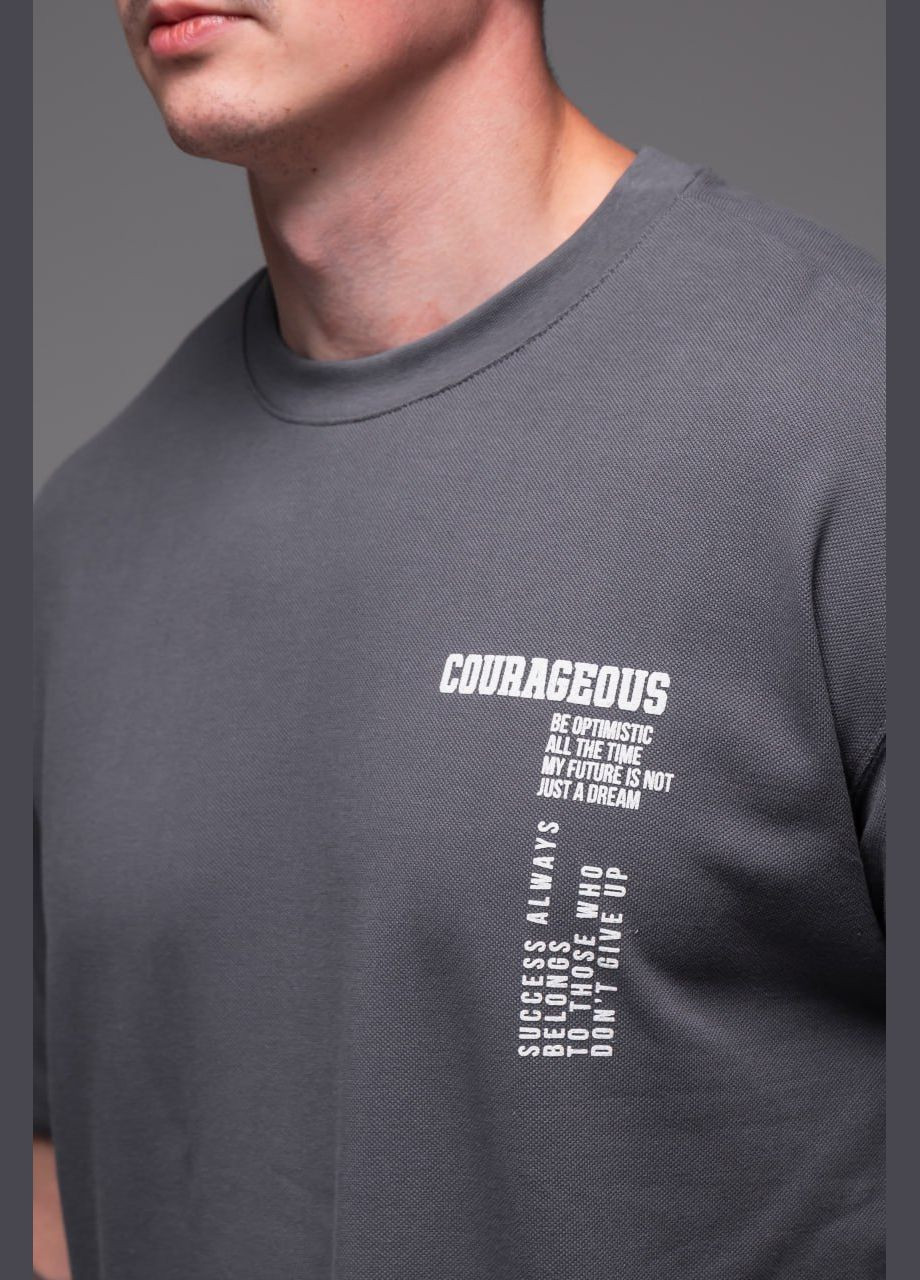 Графитовый костюм must believe,оверсайз,хлопок,шорты и футболка No Brand