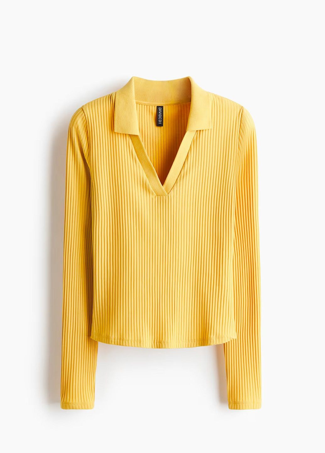 Желтая женская футболка-поло H&M однотонная