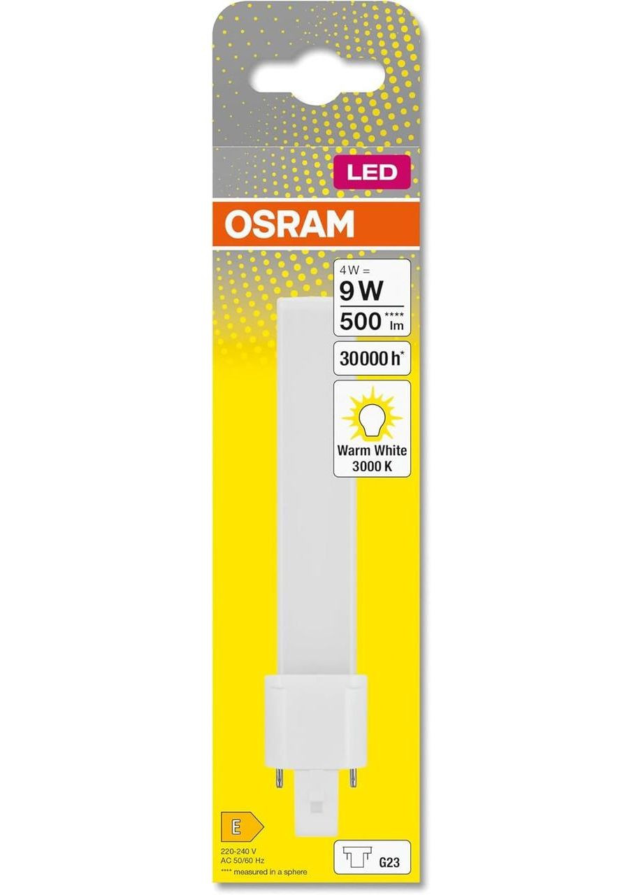 Энергоэффективная LED лампа DULUX S9 G23 4W, 500 лм, теплый белый 3000K, прозрачная, замена 9W Osram (372154197)