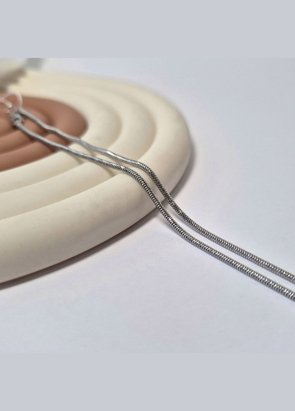 Срібна цепочка Круглий ланцюжок Снейк з насічками см срібло 925 проби Родоване 3.10г 933р2/40 No Brand (342745707)