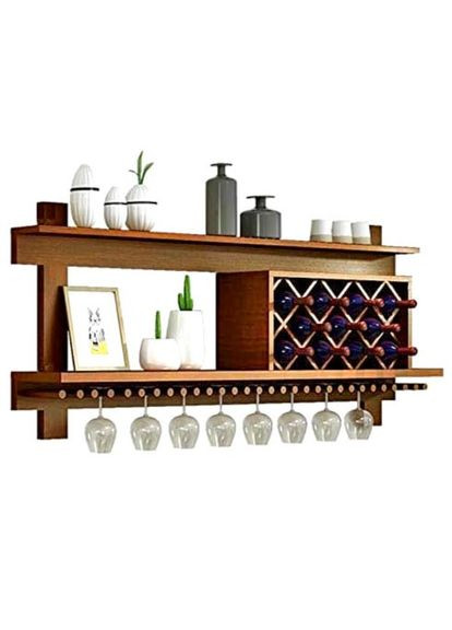 Настінна винна полиця з дерева Хокуто 120 шафран (ПНК-122206) No Brand (327426366)