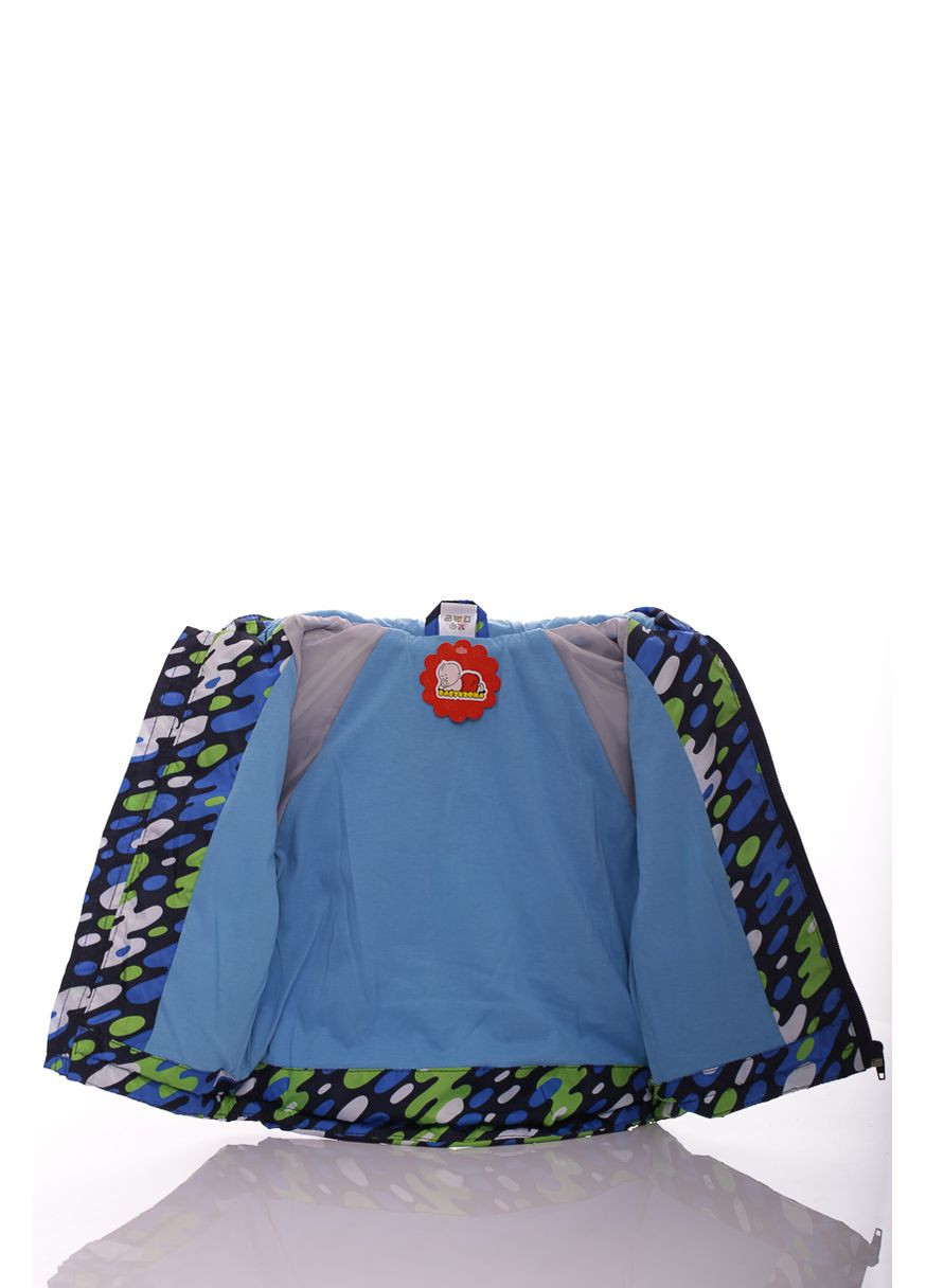 Синя демісезонна куртка нуль для хлопчика на холлофайбері з принтом ляпка синій 74 см (45053) BABYKROHA