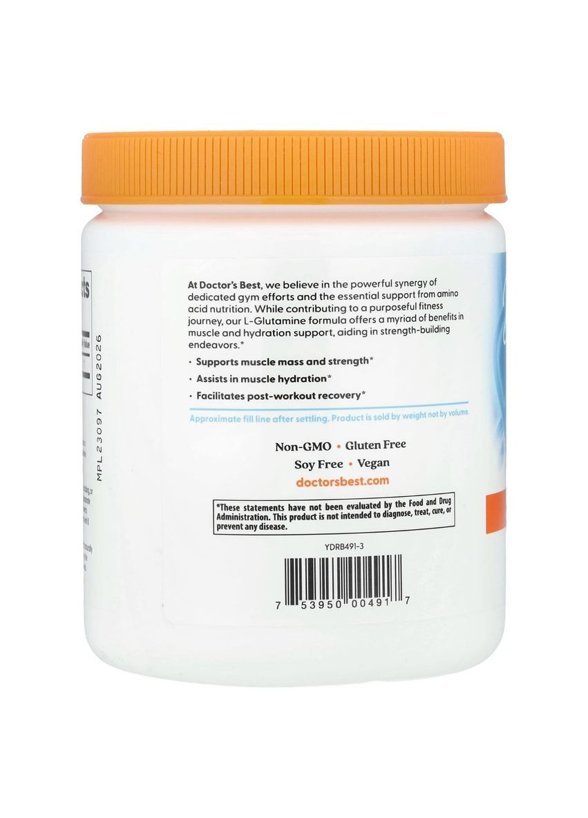 Глютамин в Порошке, L-Glutamine Powder, 300 гр. Doctor's Best (326054125)