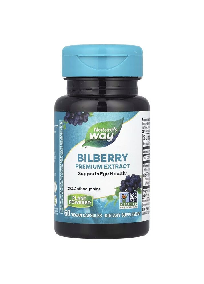 Экстракт ягод черники Bilberry Premium Extract, 60 вегакапсул для поддержки глаз и улучшения зрения Nature's Way (324421843)