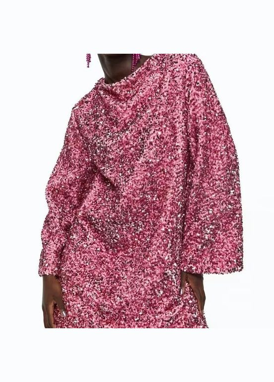 Рожева святковий сукня з паєтками H&M однотонна