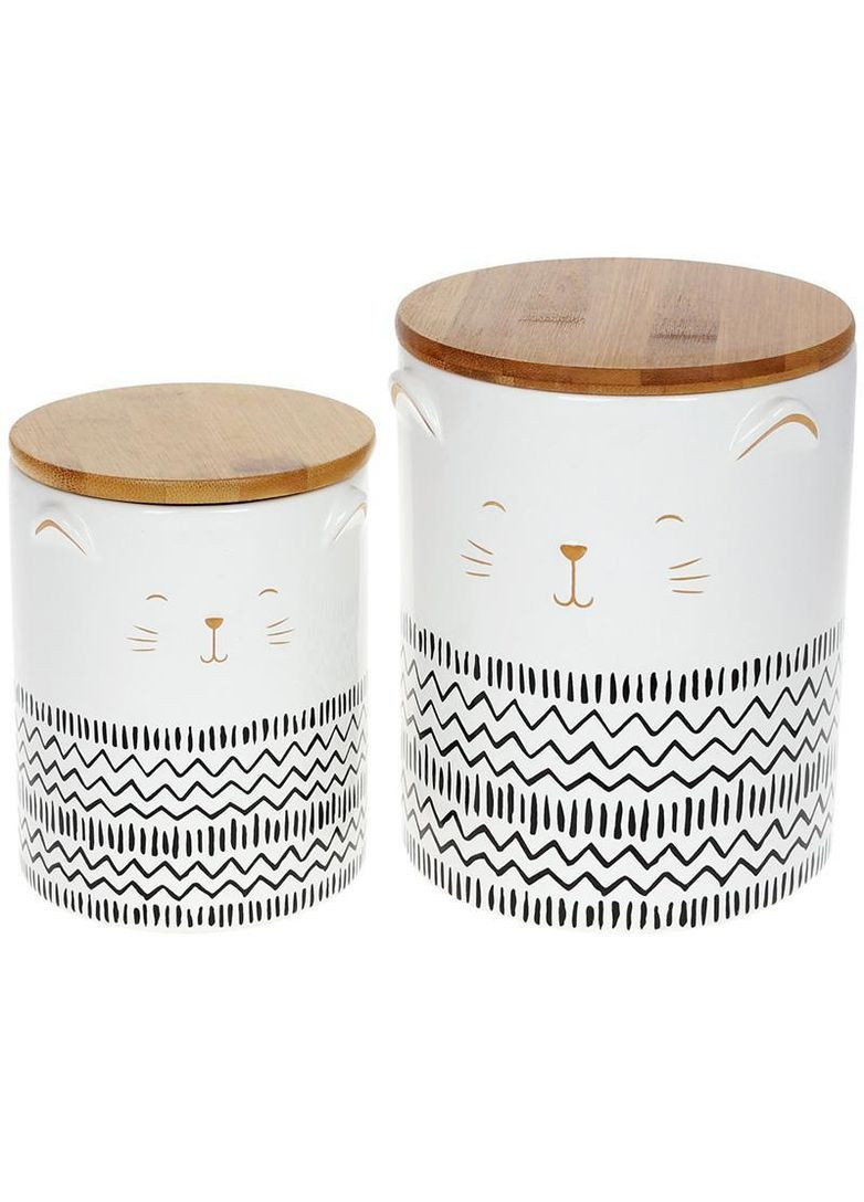 Банка "The Cat" для сыпучих продуктов 1200мл, белая керамика Bona (330136882)