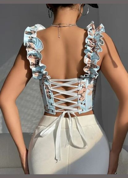 Корсет с цветочным принтом рюшами и поддержкой 522 No Brand (350886098)