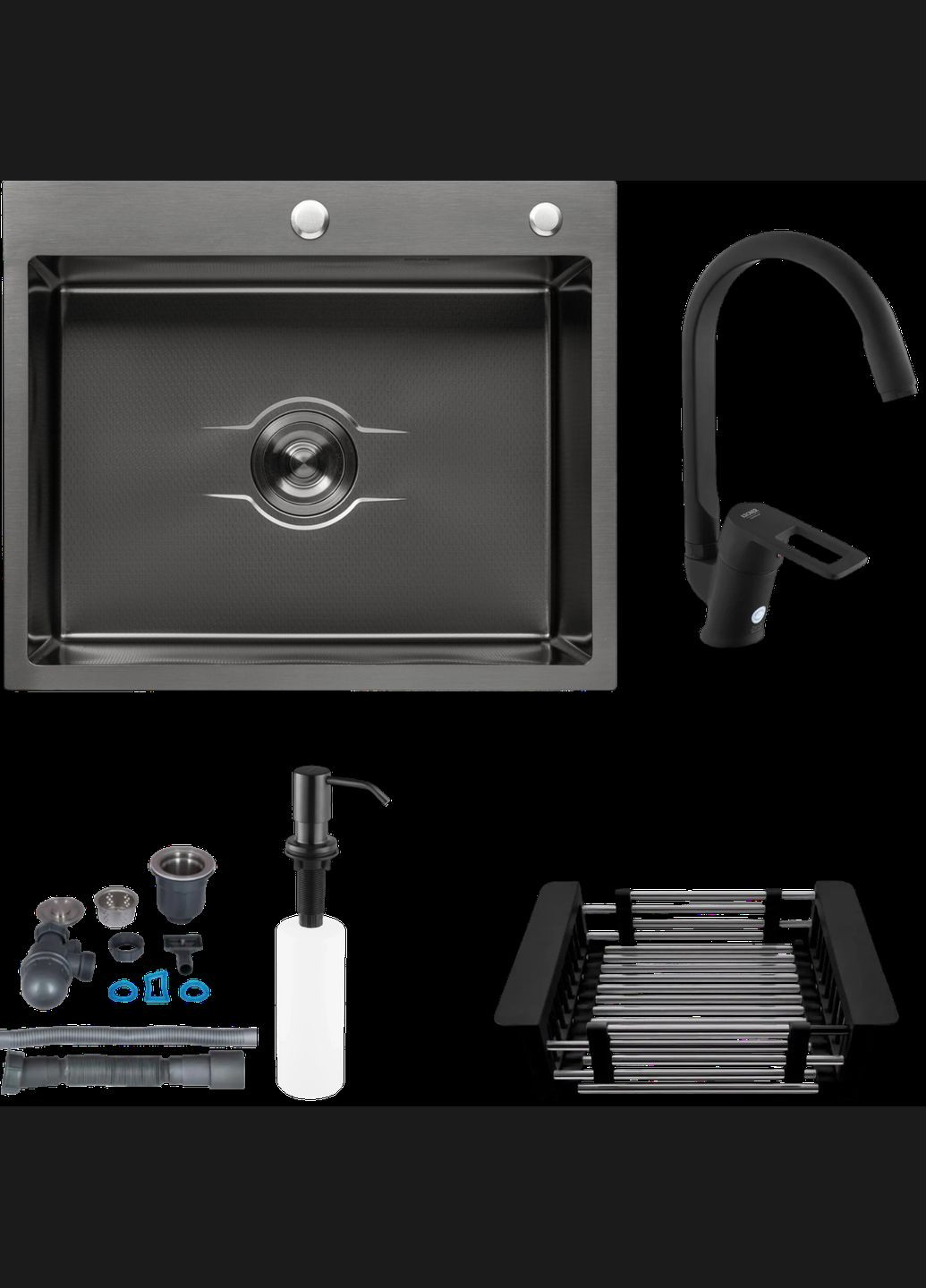 Комплект кухонної мийки KRP Derby - 60х50HM PVD (2,5/0,5 мм) Kroner (336935253)