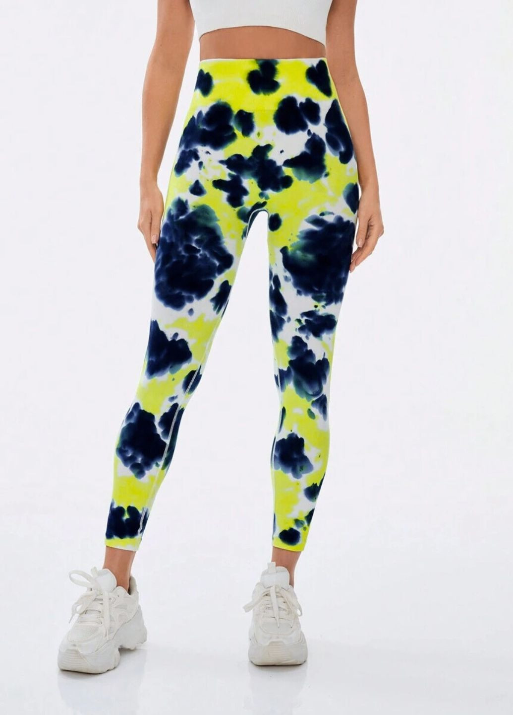 Комбинированные демисезонные легинсы тай-дай с эффектом пуш-ап и высокой талией (70056) FitFiesta