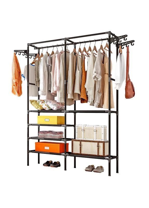 Вешалка для одежды стойка Simple Coat Rack Double Row 86×43×173 см с полками (2104619112) No Brand (378629708)
