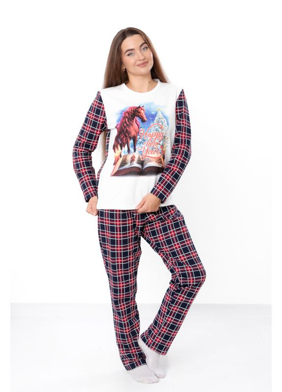 Бордова зимня піжама жіноча "family look" (кофта та штани) з новорічним принтом (p-12645) Носи своє