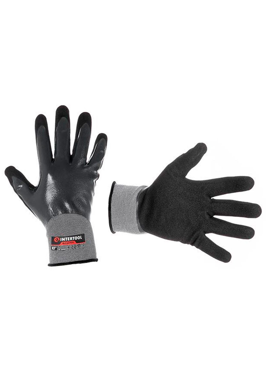 Перчатки рабочие защитные нитриловые с пористым покрытием размер черные (1 пара) Intertool (332203688)