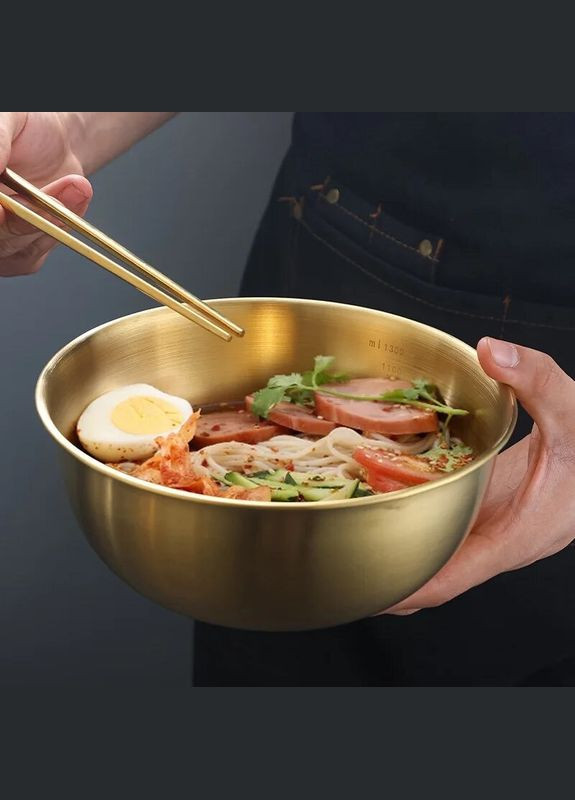 Миска из нержавеющей стали 1.8 л со шкалой объёмов Золото No Brand (304546954)