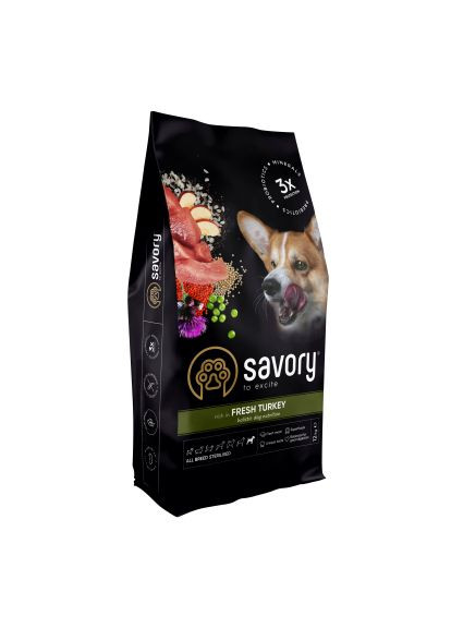 Сухий корм для собак (4820232631515) Savory All Breed Sterilised rich in Fresh Turkey 12 кг (369880029)