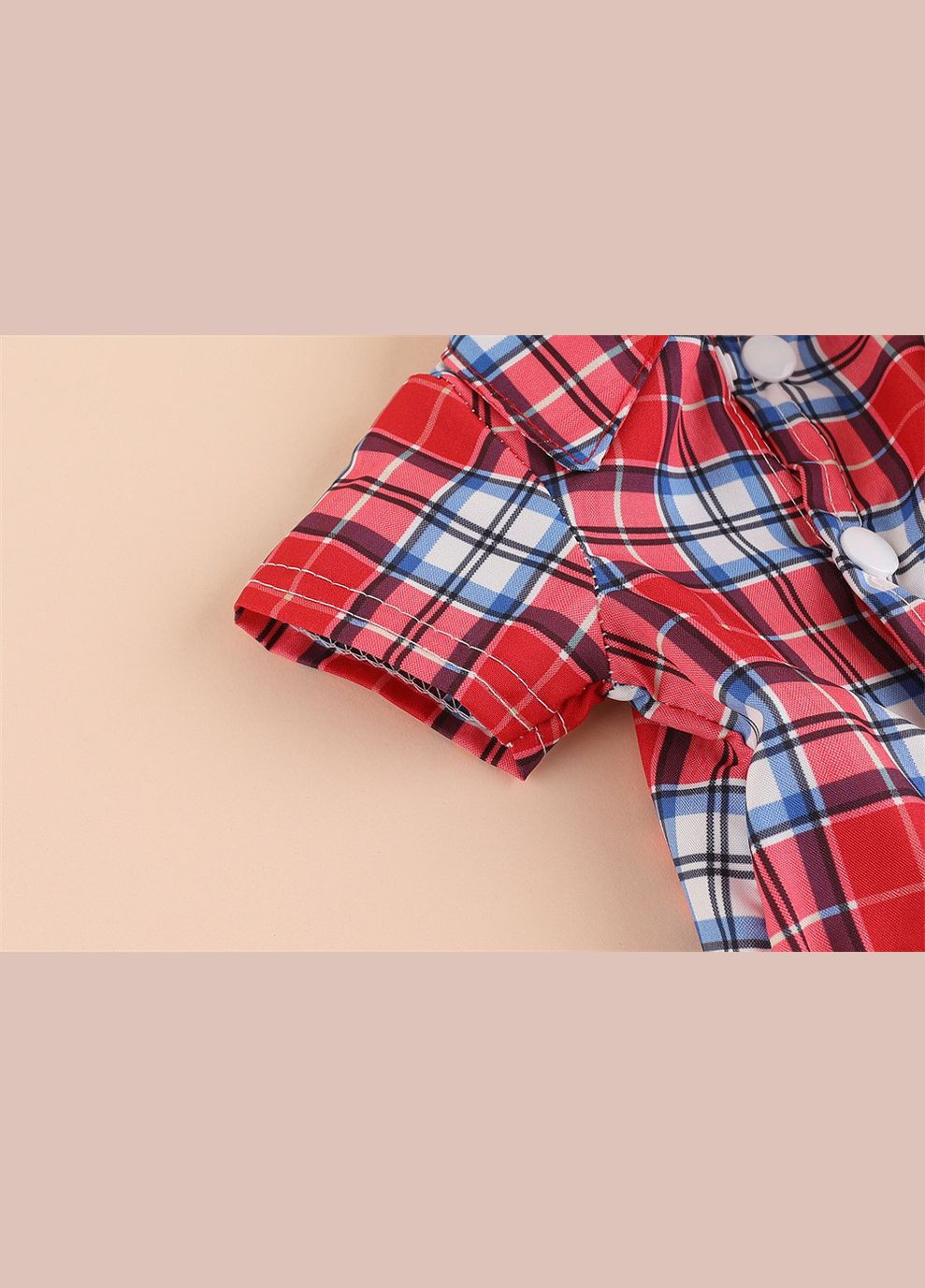 Джинсовий костюм для котів Pet Style "Клітка" Червоний XS No Brand - (323233464)