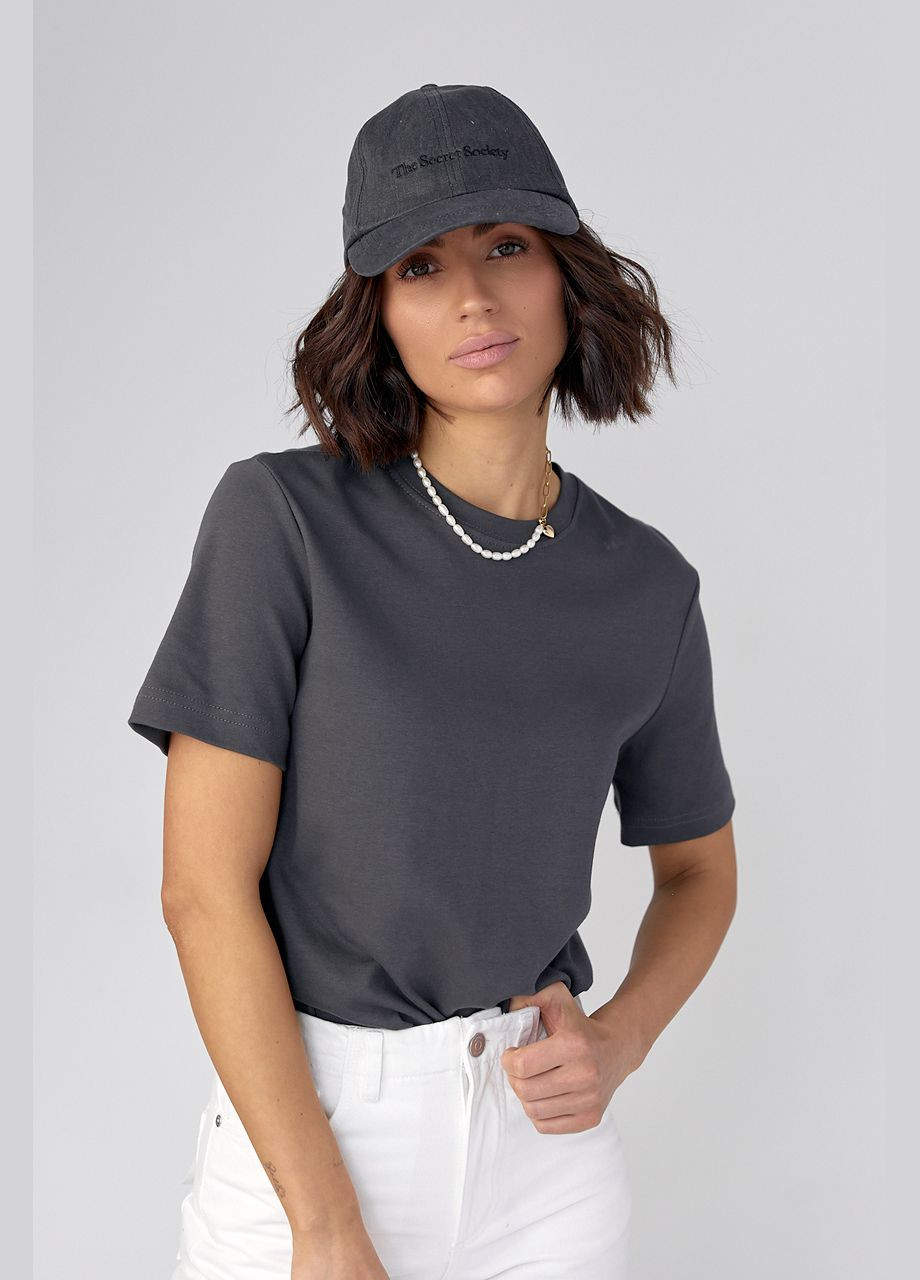 Сіра літня базова однотонна жіноча футболка Lurex