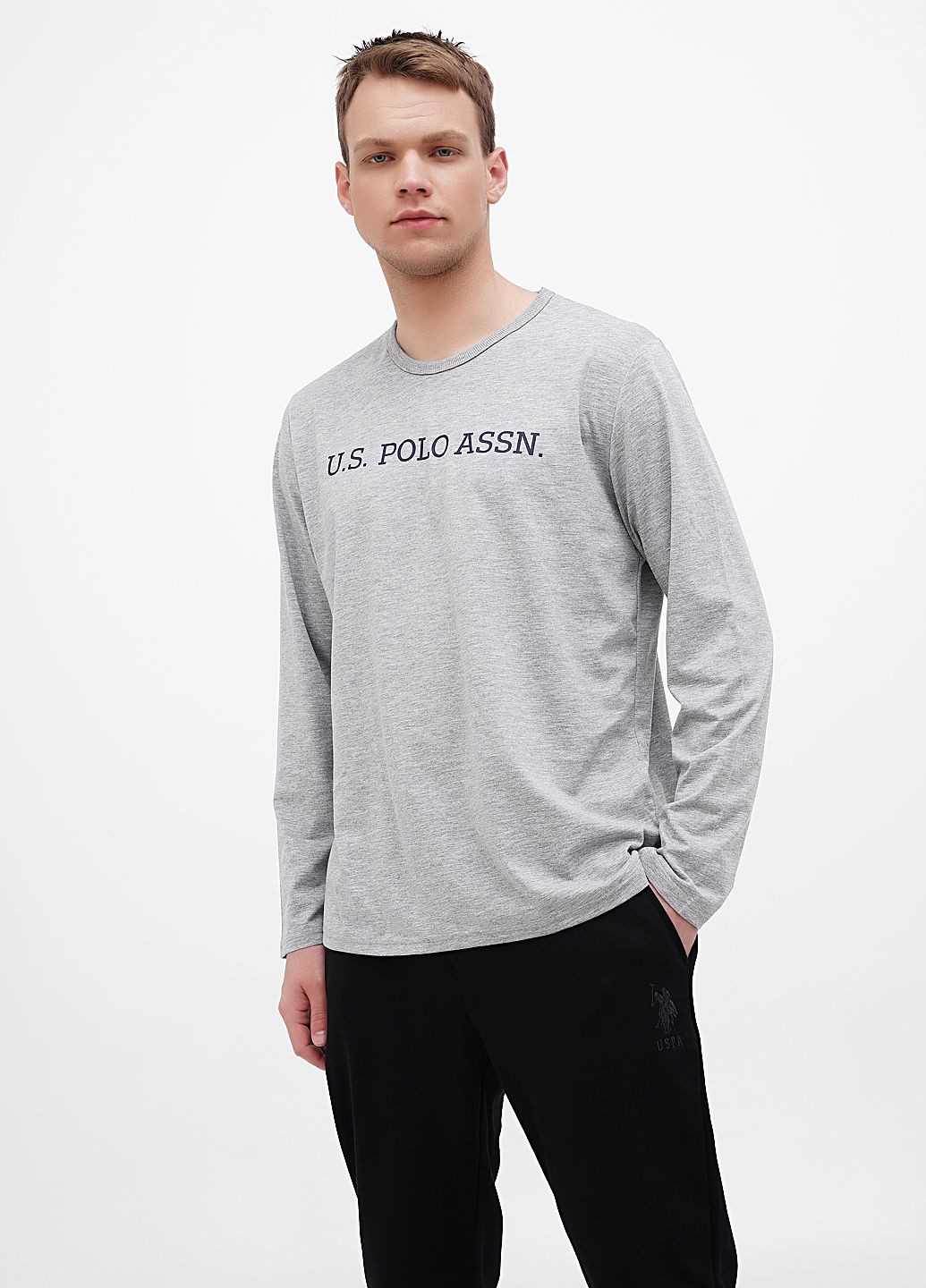 Светло-серая футболка-футболка u.s. polo assn мужская для мужчин U.S. Polo Assn.