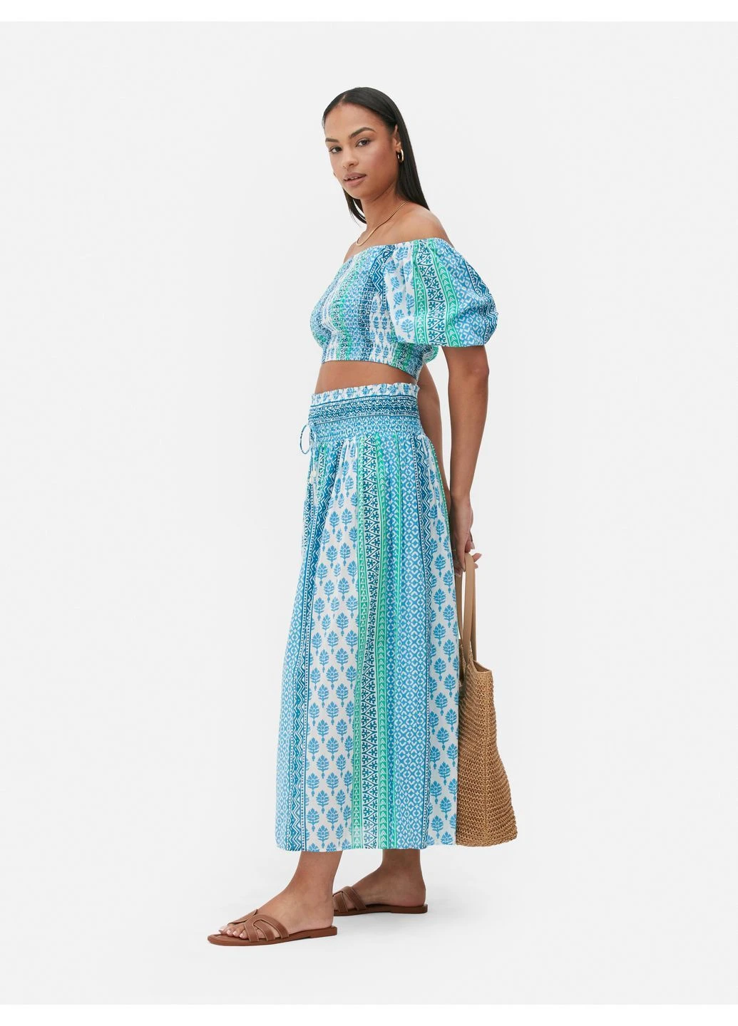 Спідниця літо,білий в блакитні візерунки, Primark (345644915)