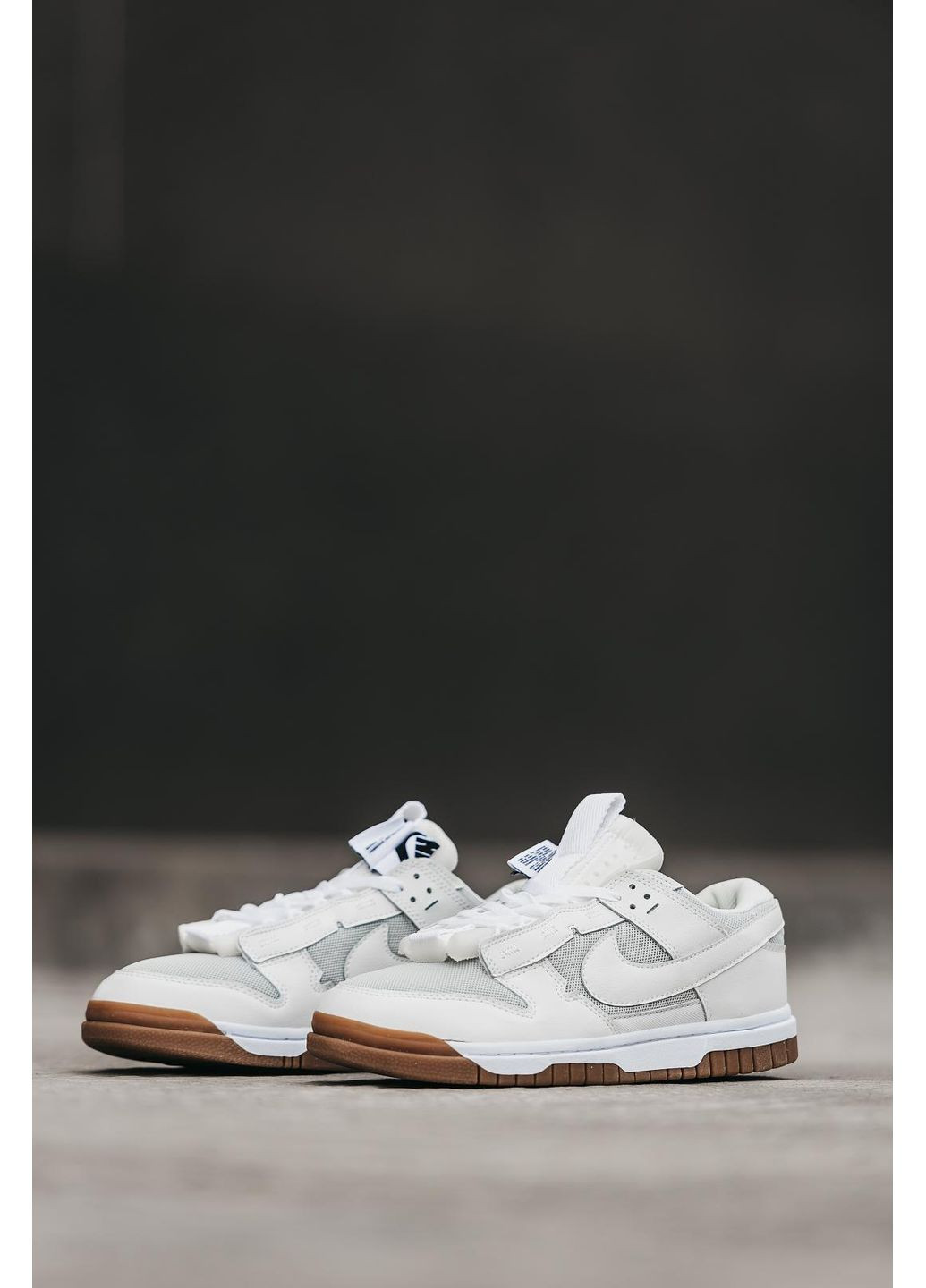 Білі Осінні кросівки чоловічі nike air dunk remastered white gum найк аір форс 1 преміум No Brand