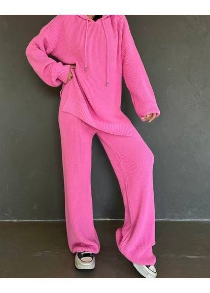 Жіночий костюм з ангори: туніка-худі з розрізами та штанами палаццо MonCher (362894503)