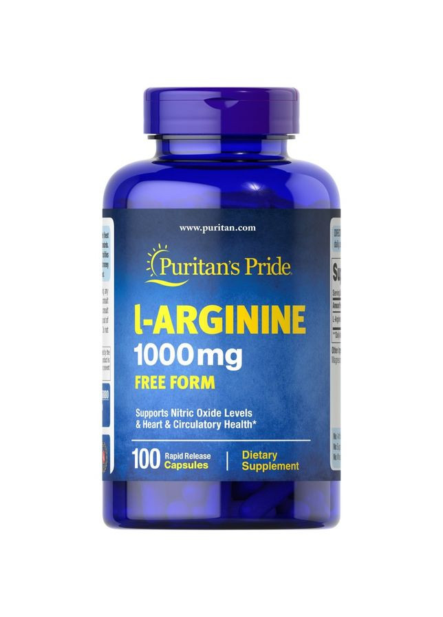 Амінокислота Puritan's Pride L-Arginine 1000 mg, 100 капсул Puritans Pride (365749598)