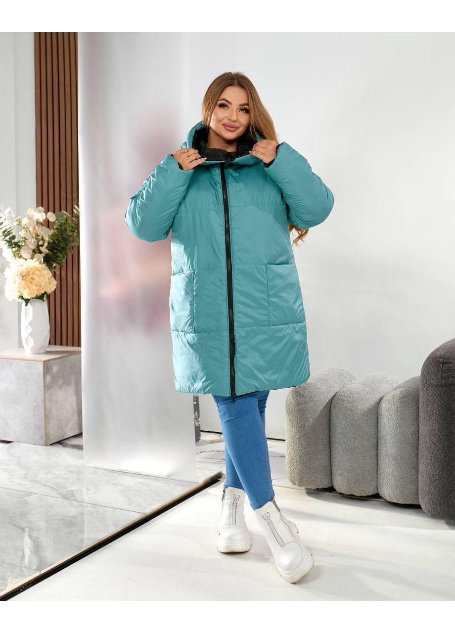 Бирюзовая зимняя двухсторонняя куртка-пальто из водоотталкивающей ткани — замеры в описании! куртка-пальто Vione