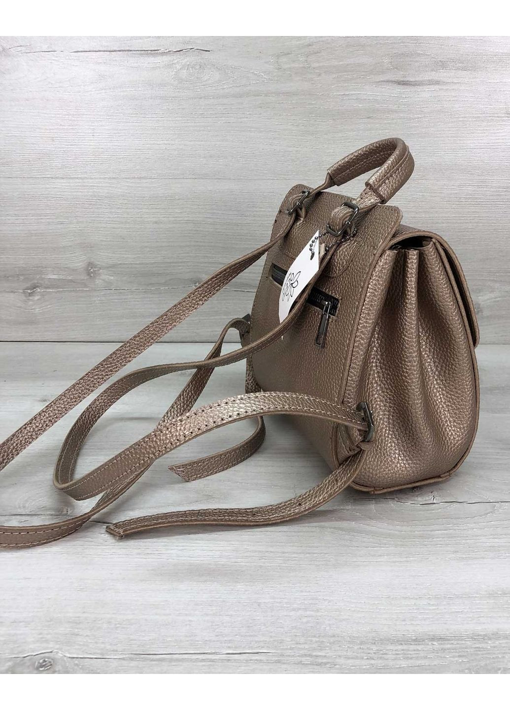 Сумка женский рюкзак золото маленький стильный для повседневного использования экокожа ProDobro (367264863)