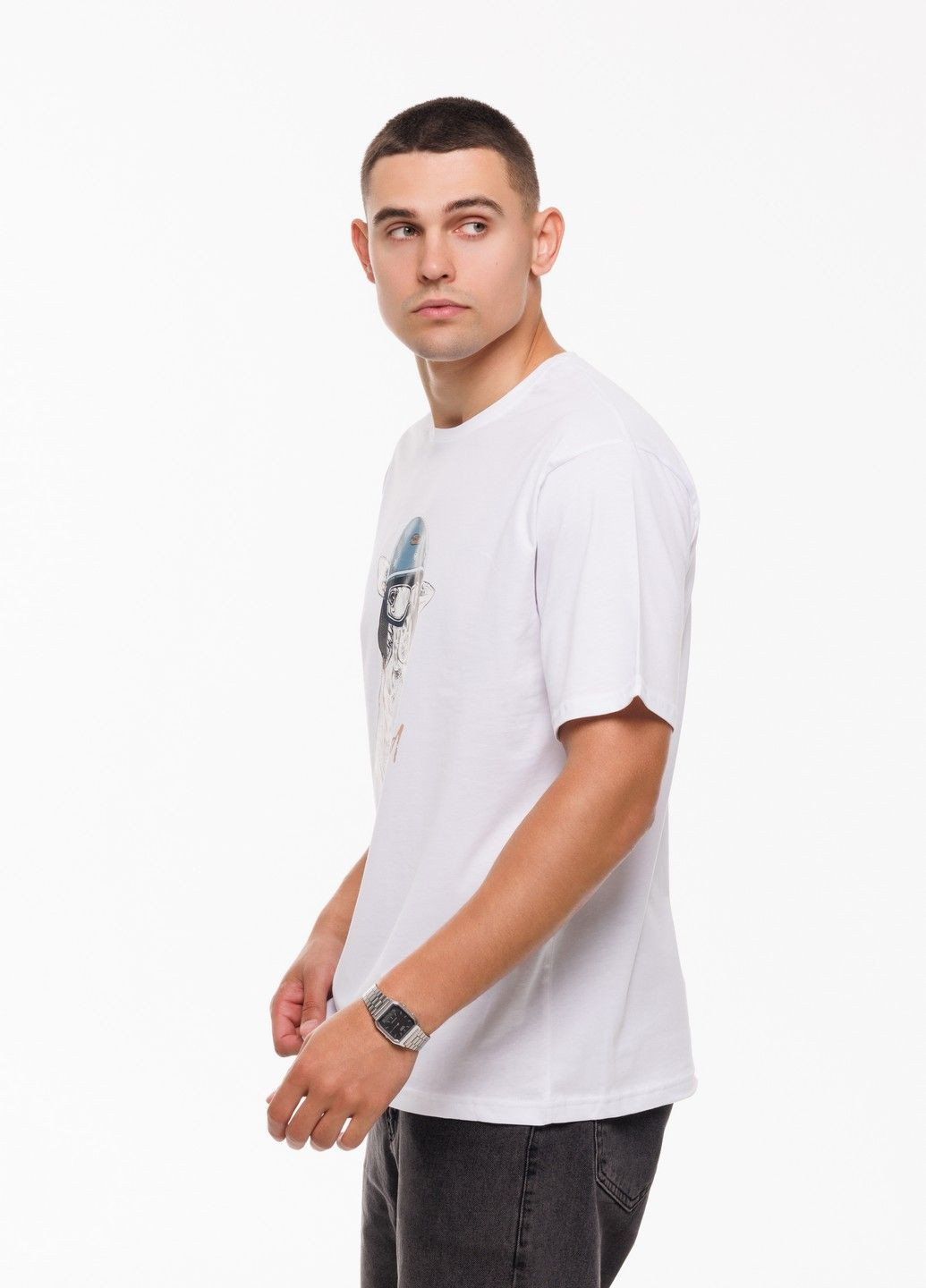 Біла чоловіча футболка "crazy speed" m білий (1218033200021) Наталюкс 12-1803