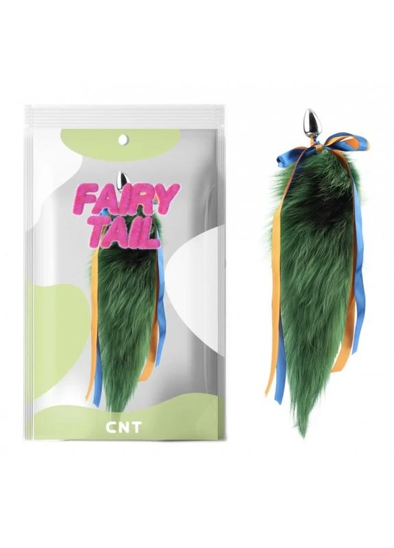Анальний корок з пухнастим зеленим хвостом Detachable Fluffy Fox Tail Plug Green 18.5 CNT (382541546)
