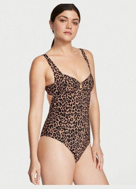 Чорний демісезонний купальник жіночий суцільний xs леопардовий принт Victoria's Secret