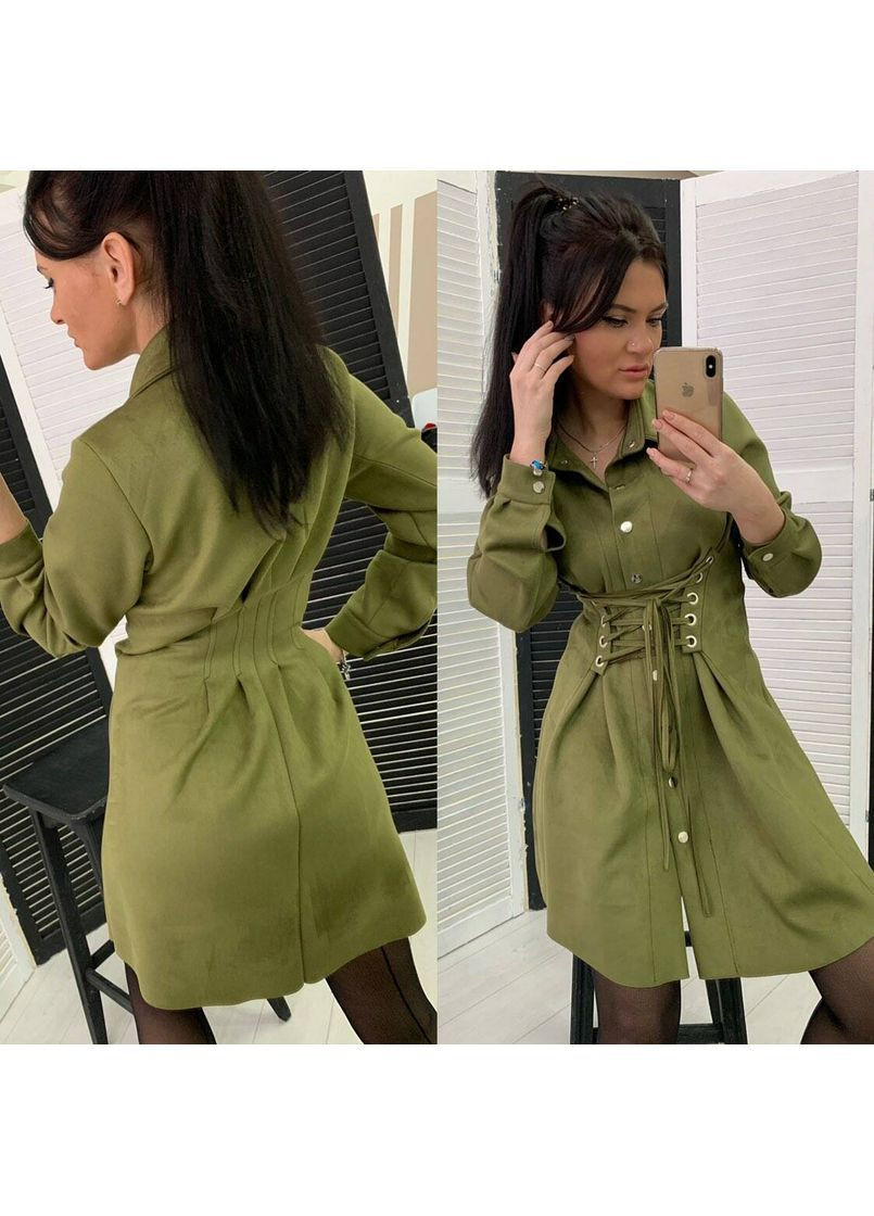 Оливковое (хаки) платье kelly lux цвет хаки milirud