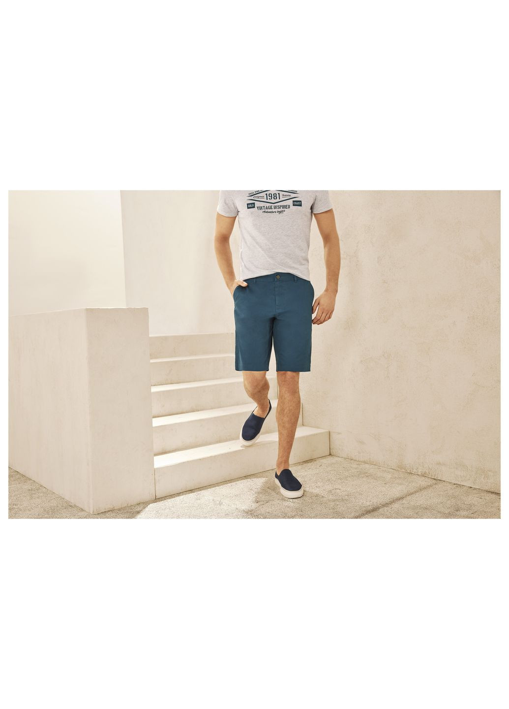 Шорти Карго бавовняні з кишенями для чоловіка LYCRA® 418231 54(L) синій Livergy (332767468)