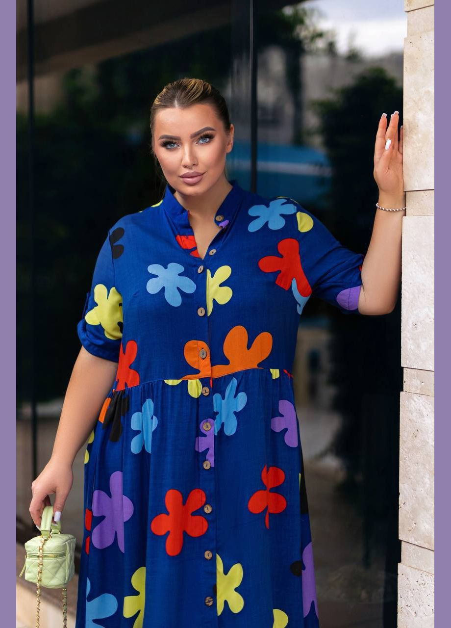 Синее платье из вискозы (штапель) Anastasimo