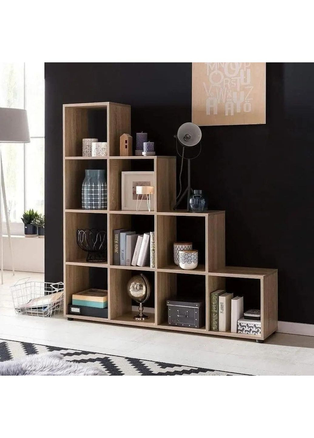 Стелаж драбинка 10 клітинок, полиця для книг і іграшок, роздільник кімнати 290 мм P-08 No Brand (371909551)